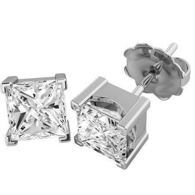 4.50 Ct. Boucles D'oreilles Réel Diamants Sertis Griffes Princesse Or Blanc 14K