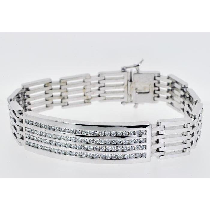 4.60 Carats Petits Véritable Diamants Étincelants Bracelet Homme Or Blanc 14K