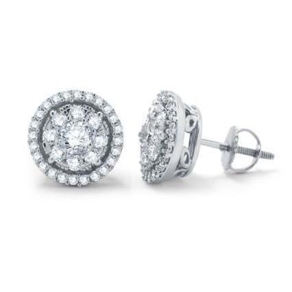 4.70 Carats Femmes Clous Boucles D'oreilles Halo Réel Diamants Ronds