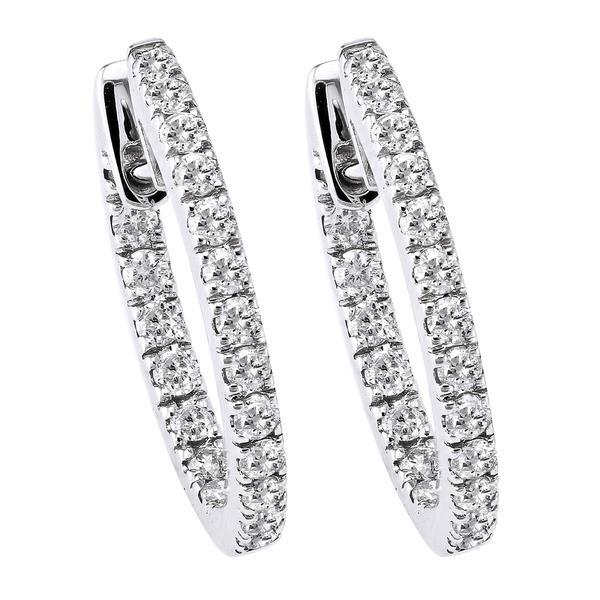 4.80 Ct F Vvs1 Boucles D'oreilles Créoles Dame Naturel Diamants Coupe Ronde En Or Blanc 14K