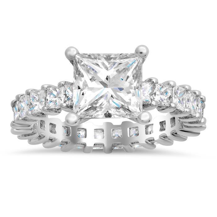 4.80 Ct Véritable Diamants Taille Princesse Bague De Mariage Éternité Or Blanc 14K