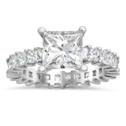 4.80 Ct Véritable Diamants Taille Princesse Bague De Mariage Éternité Or Blanc 14K