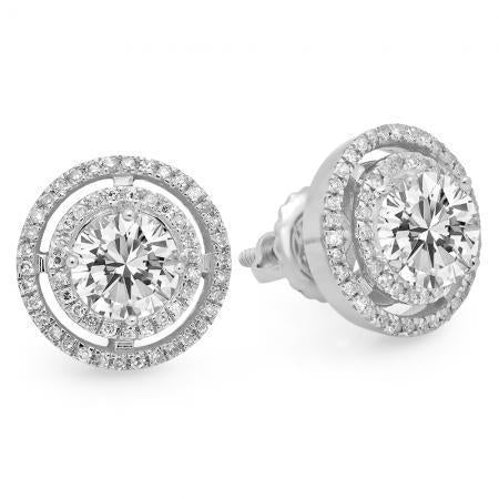 4.90 Carats Boucles D'oreilles Rondes Avec Réel Diamants Taillés En Brillant Pour Femmes