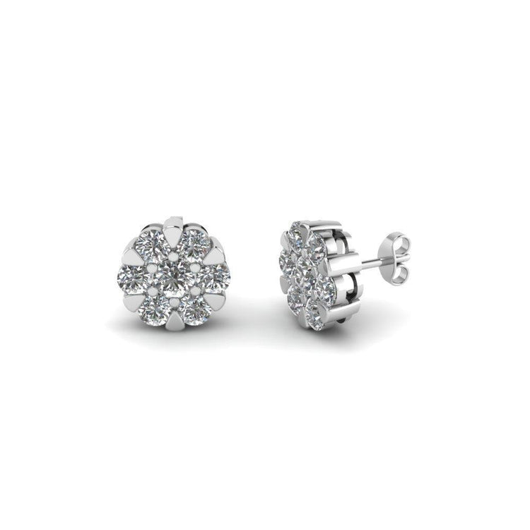 4.90 Carats Boucles D'oreilles Rondes En Véritable Diamants. Haute Joaillerie Or Blanc 14K