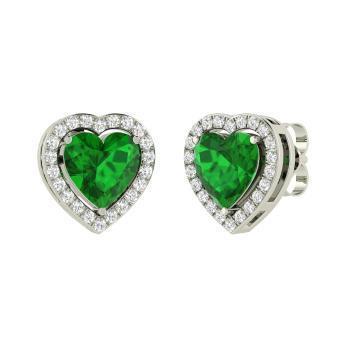 4.90 carats émeraude Vert avec diamants boucles d'oreilles Lady Studs Halo or blanc