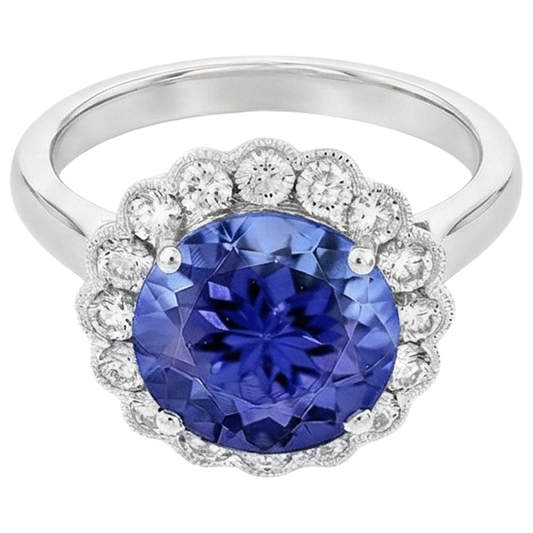 naturel tanzanite 5.00carats bague angle de côté