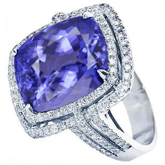 naturel round tanzanite 5.01carats bague angle de côté