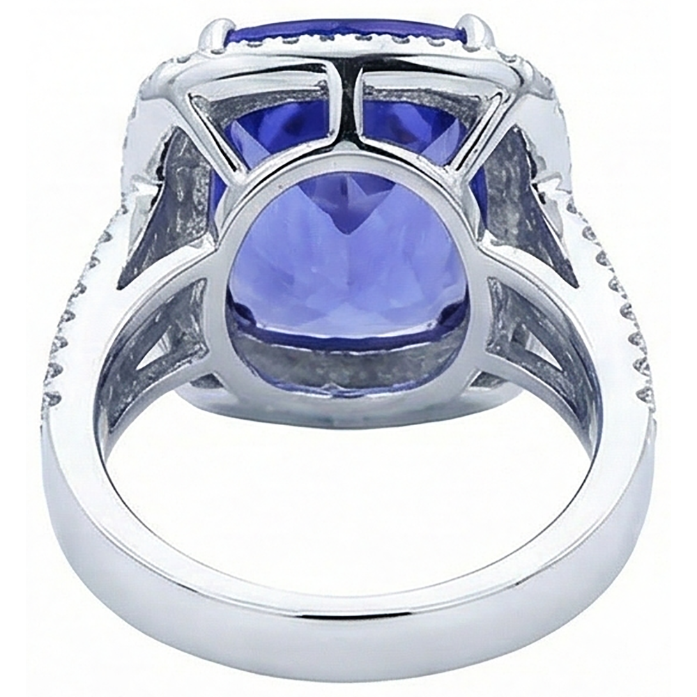 naturel round tanzanite 5.01carats bague avec accents diamants