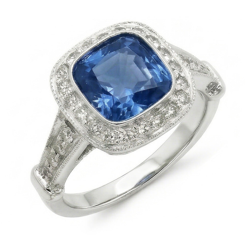 naturel round diamant 5.01carats bague vue de face