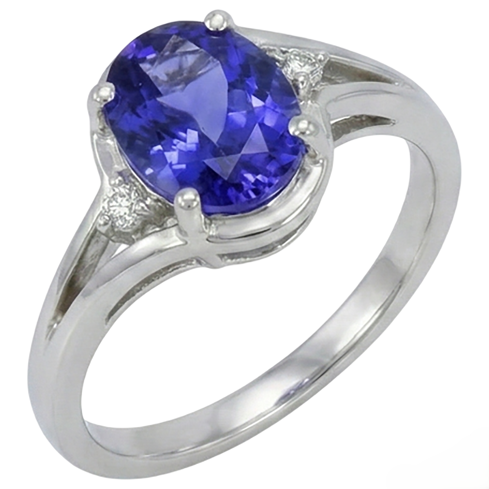 Tanzanite Violette Bague Pierre de Couleur – vue de côté