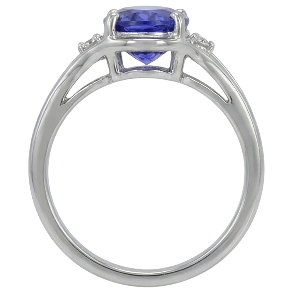 Taille Ovale Tanzanite Violette bague en Or Blanc 14 Carats – vue de profil