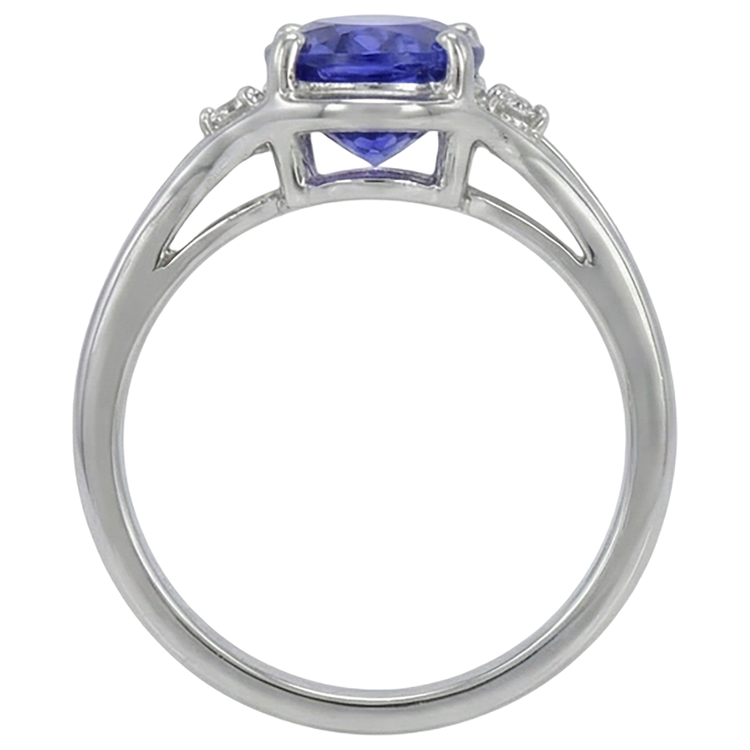 Taille Ovale Tanzanite Violette bague en Or Blanc 14 Carats – vue de profil