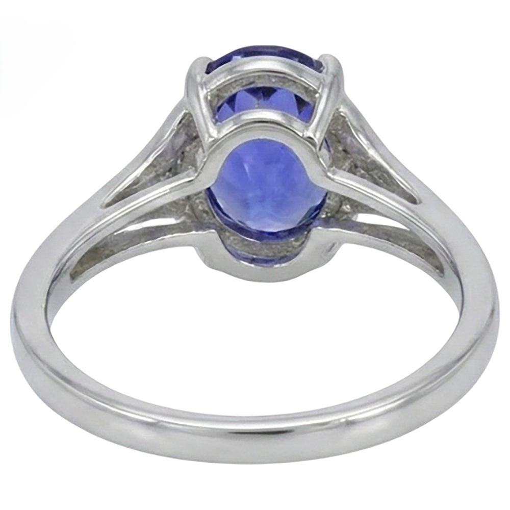 Tanzanite Violette Bague Pierre de Couleur 5,10 carats Or Blanc 14 Carats – vue de dessus