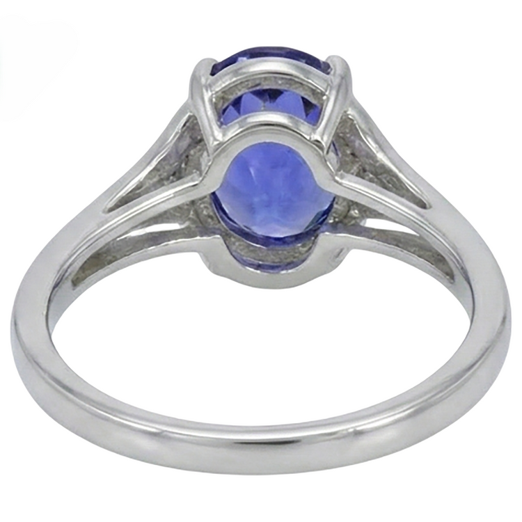 Tanzanite Violette Bague Pierre de Couleur 5,10 carats Or Blanc 14 Carats – vue de dessus