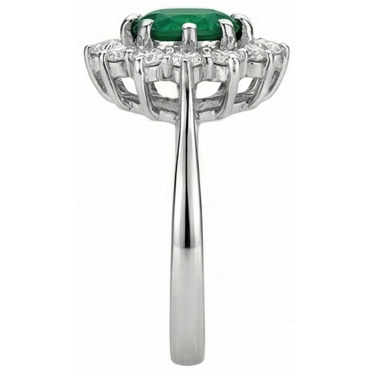 5.25 Carats Emeraude Vert Et Diamants Naturels Extraits des Mines ( et non cultivés en laboratoire ) Bague De Fiançailles Or Blanc 14K