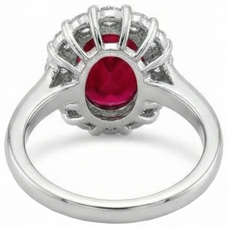 5.25 Carats Rubis Avec Halo Diamant Alliance Or Blanc 14K