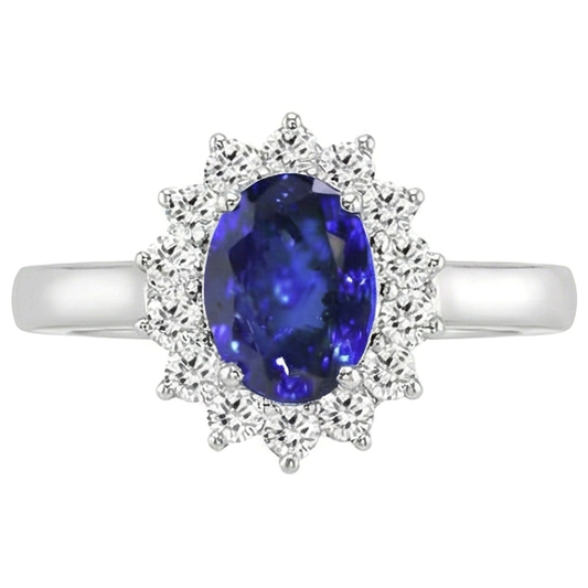 naturel round tanzanite 5.30carats bague angle de côté