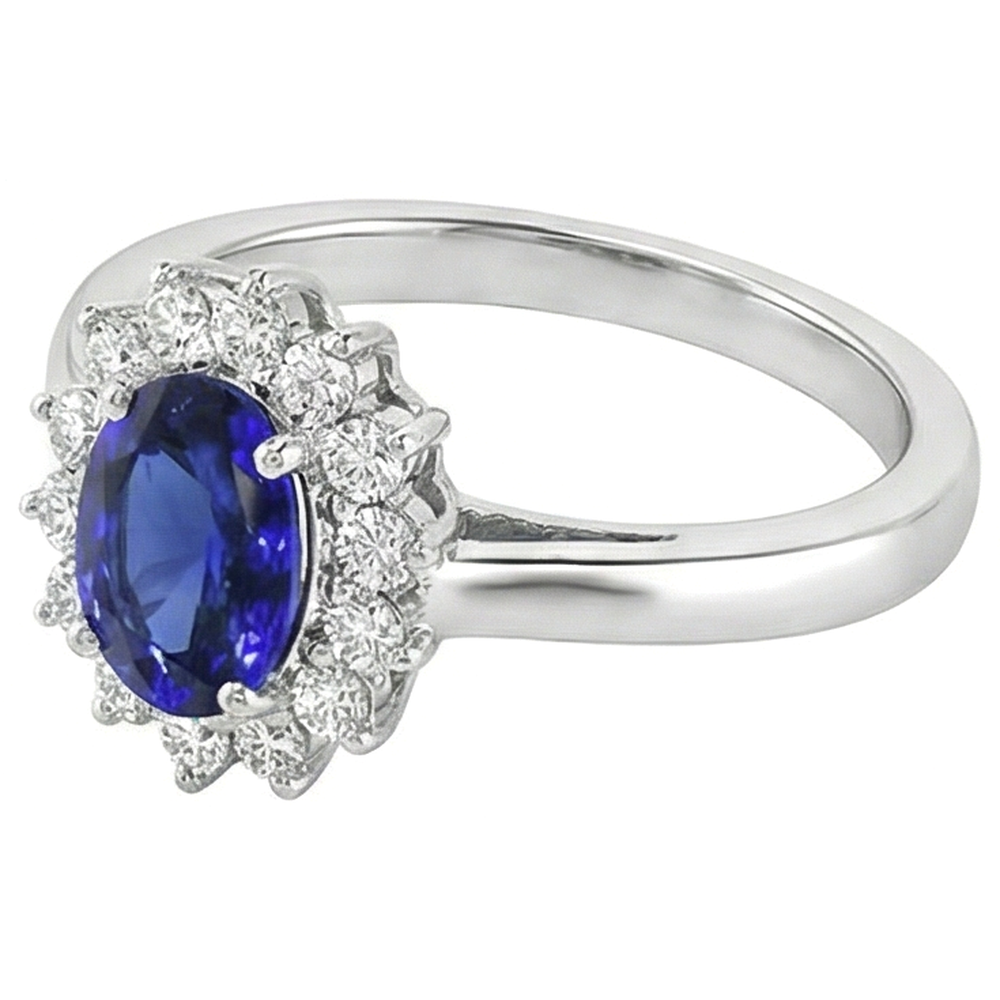 naturel round tanzanite 5.30carats bague vue de dessus