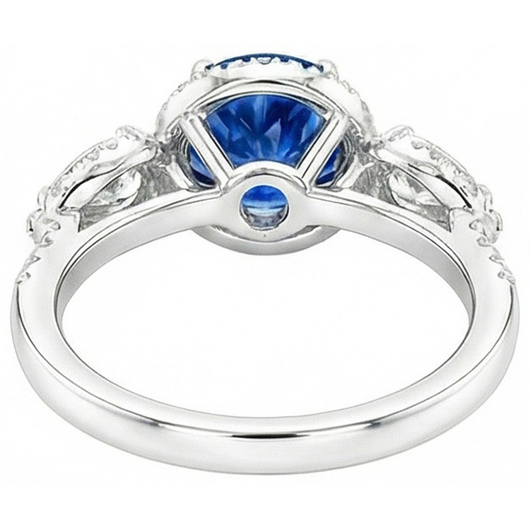 5.30 Ct Poire Et Diamants Naturels Extraits des Mines ( et non cultivés en laboratoire ) Ronds Ceylan Saphir Bague Or Blanc 14K