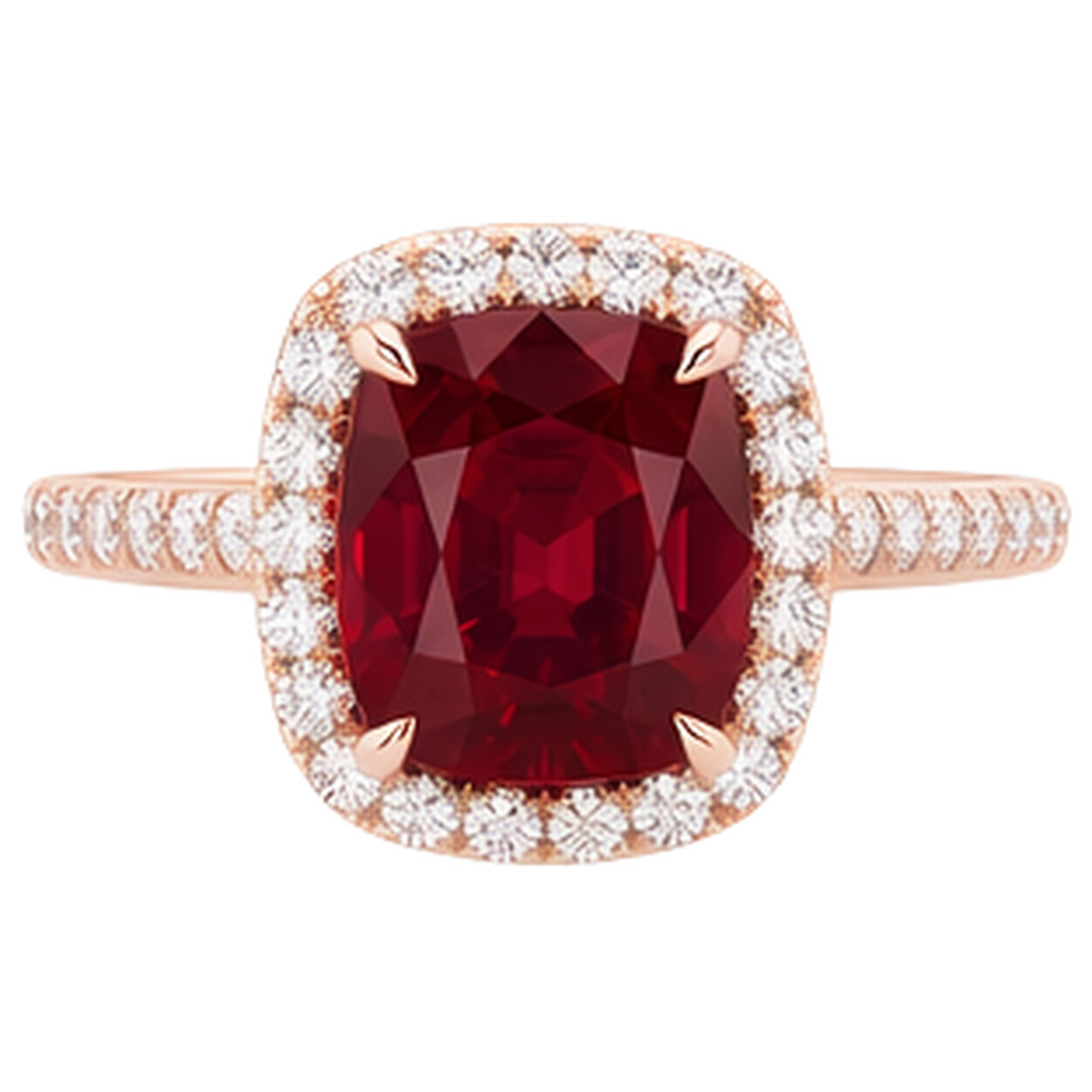 5.35 ct bague de mariage rubis rouge et diamant taille coussin bijoux en or