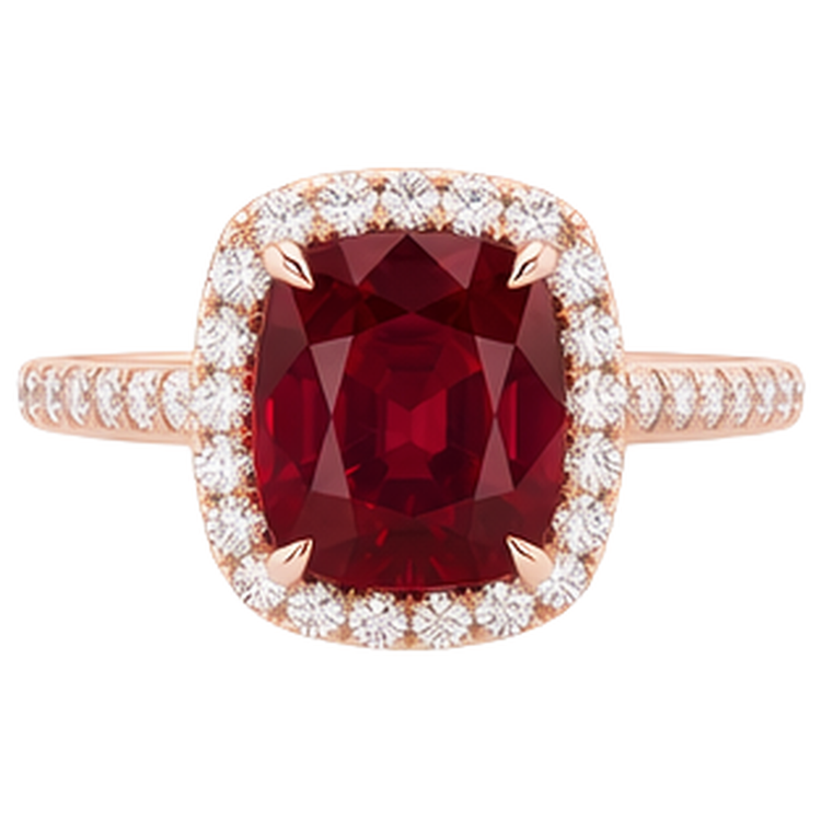 5.35 ct bague de mariage rubis rouge et diamant taille coussin bijoux en or