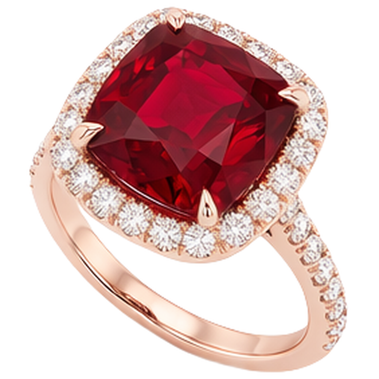 5.35 ct bague de mariage rubis rouge et diamant taille coussin bijoux en or