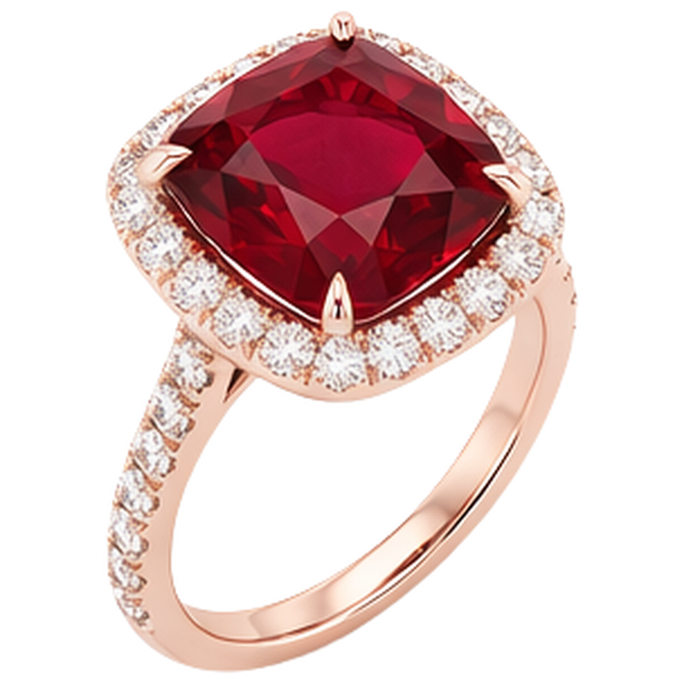 5.35 ct bague de mariage rubis rouge et diamant taille coussin bijoux en or
