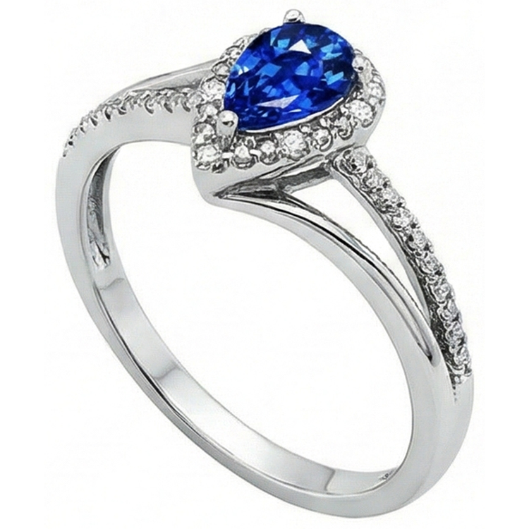 naturel pear diamant 5.36carats bague angle de côté