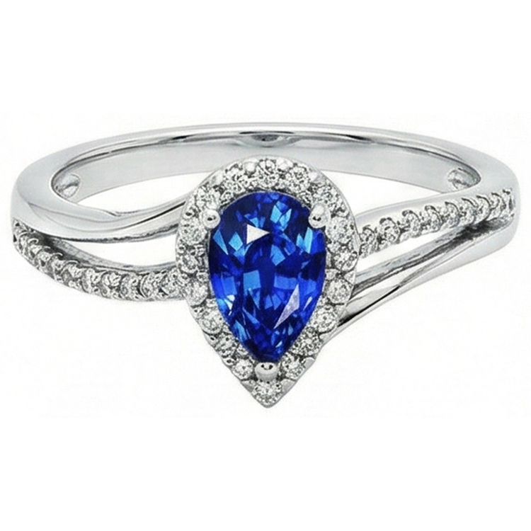 naturel pear diamant 5.36carats bague vue de face