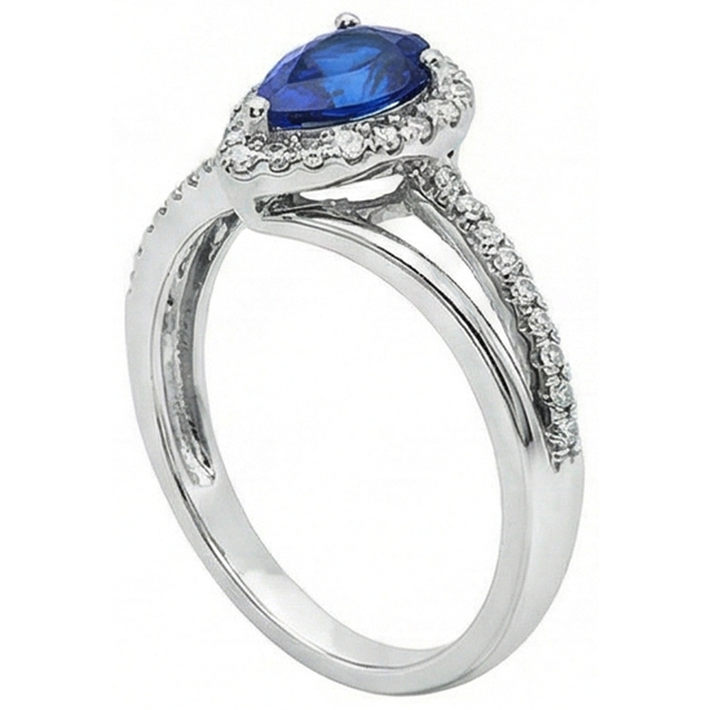 naturel pear diamant 5.36carats bague vue de profil