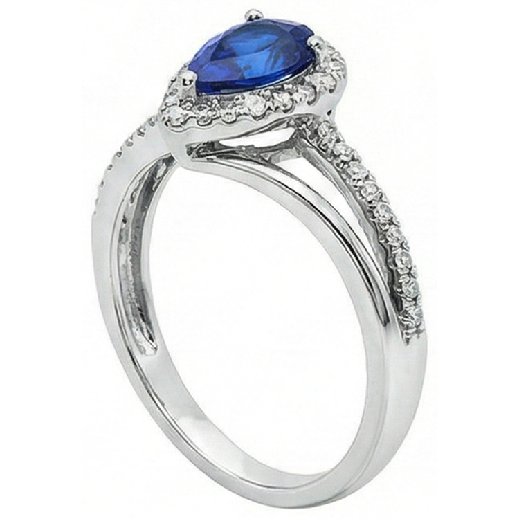 naturel pear diamant 5.36carats bague vue de profil
