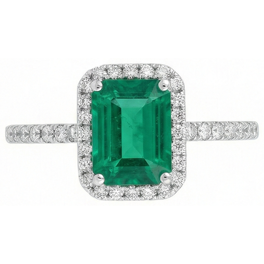 5.45 carats émeraude verte taille émeraude avec bague de mariage en diamant 14K