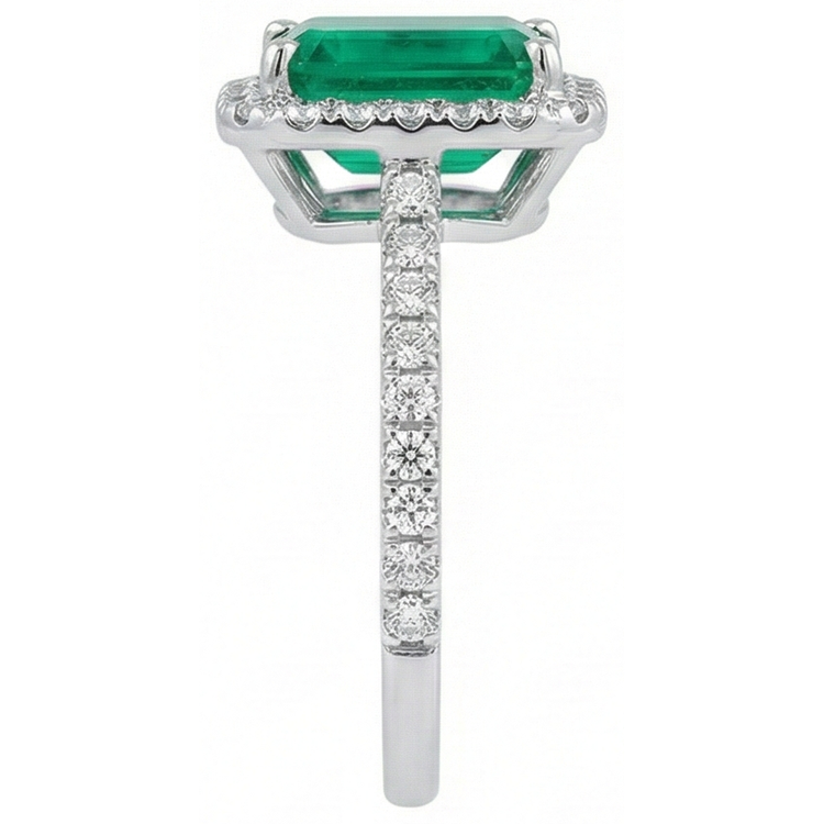 5.45 carats émeraude verte taille émeraude avec bague de mariage en diamant 14K