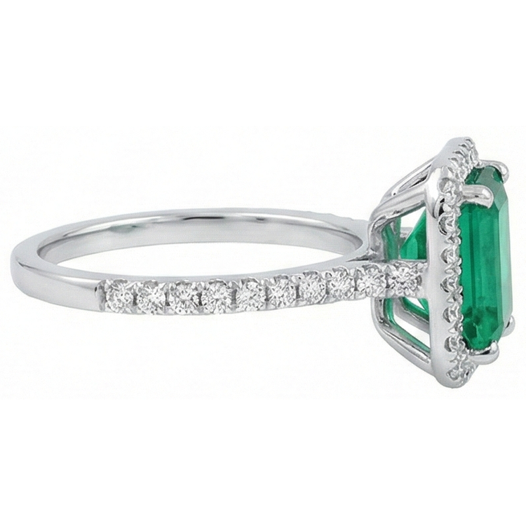 5.45 carats émeraude verte taille émeraude avec bague de mariage en diamant 14K