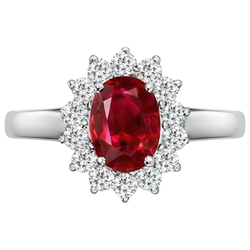 5.5 Carats Bague Rubis Taille Ovale Diamant Or Blanc Bijoux Femme