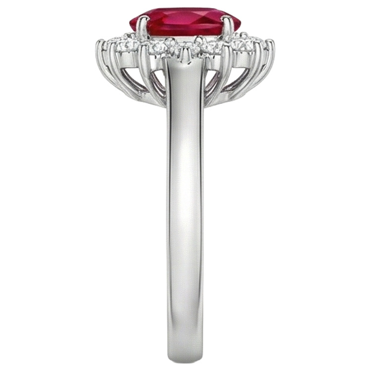 5.5 Carats Bague Rubis Taille Ovale Diamant Or Blanc Bijoux Femme