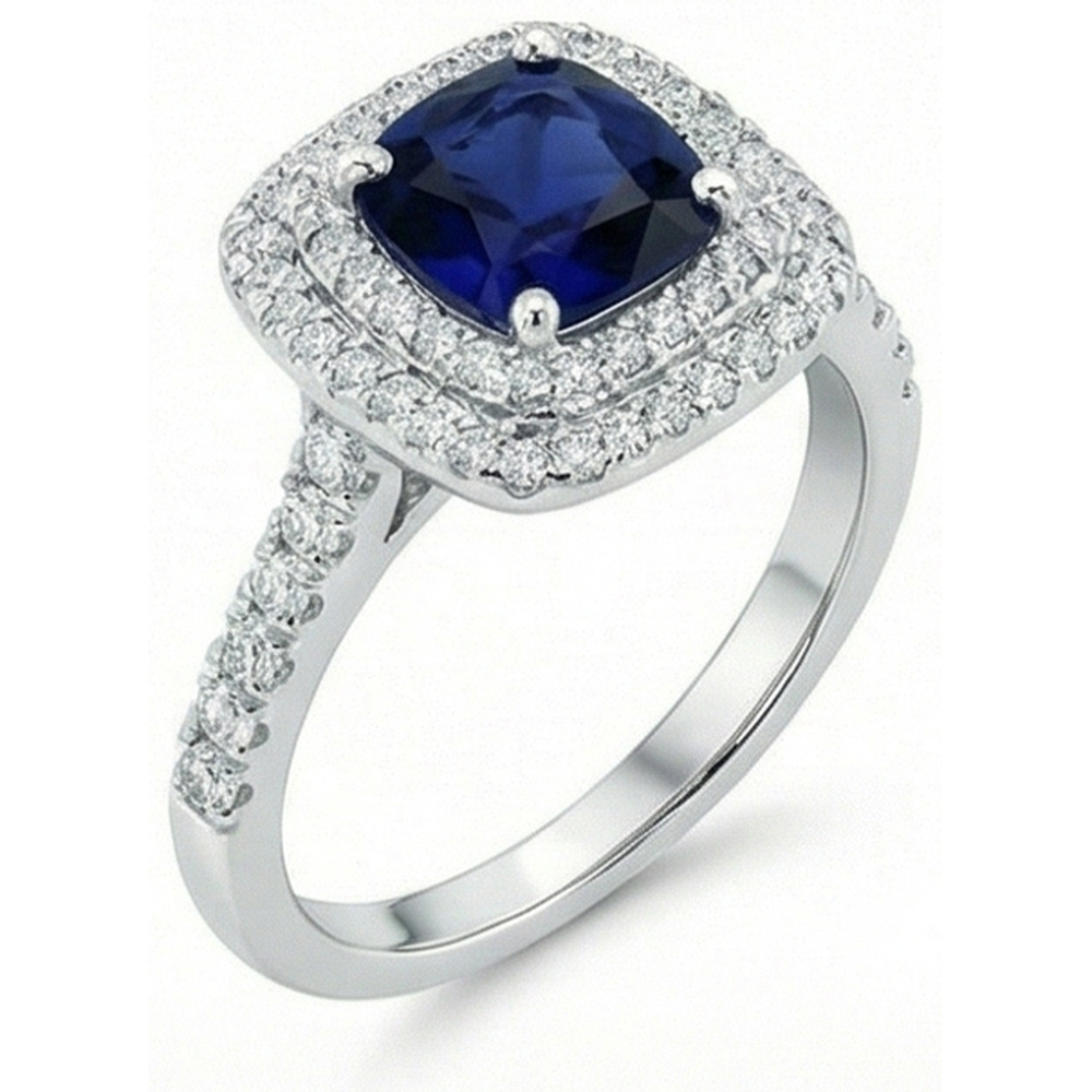 naturel cushion diamant 5.50carats bague détail rapproché