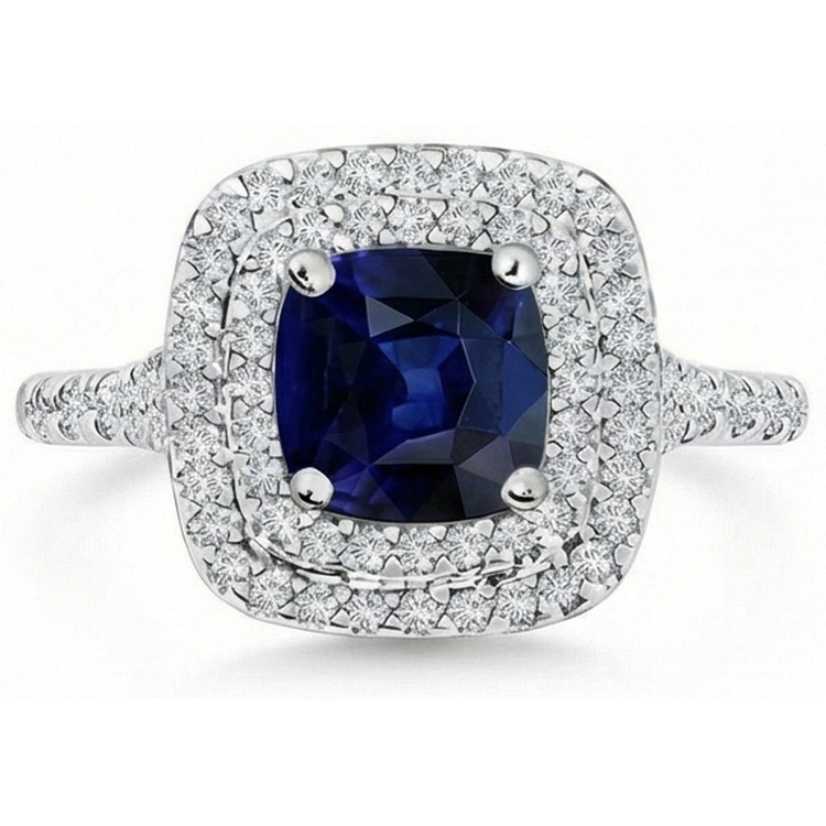 naturel cushion diamant 5.50carats bague angle de côté
