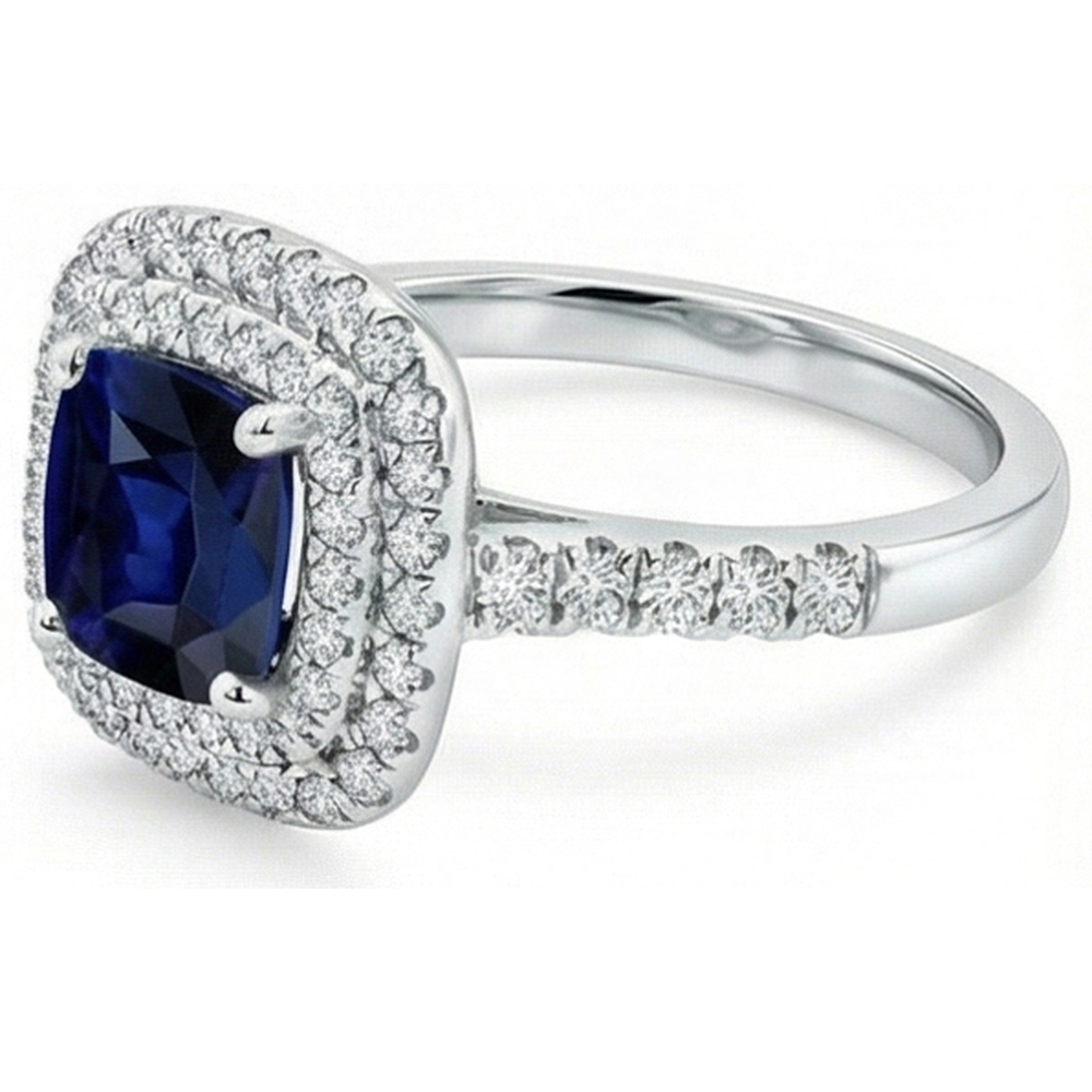naturel cushion diamant 5.50carats bague vue de dessus