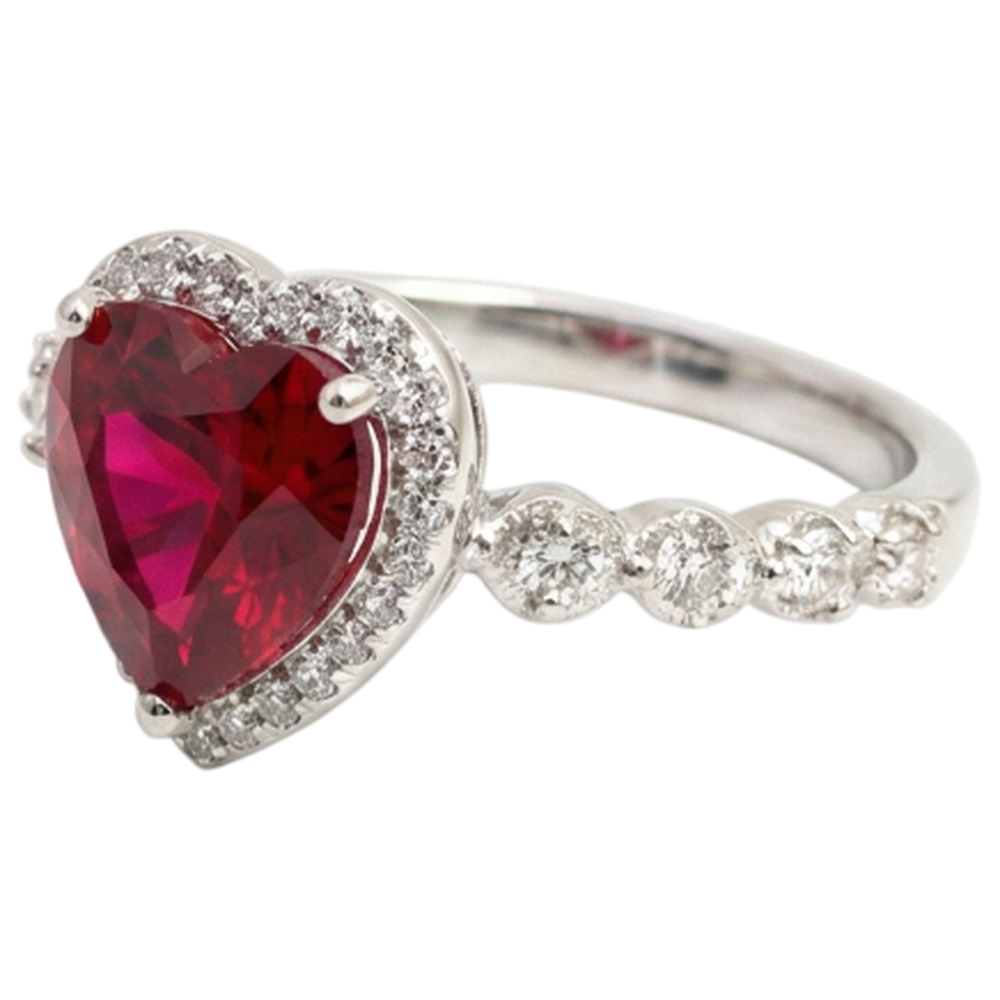 naturel round rubis 5.50carats bague vue de face