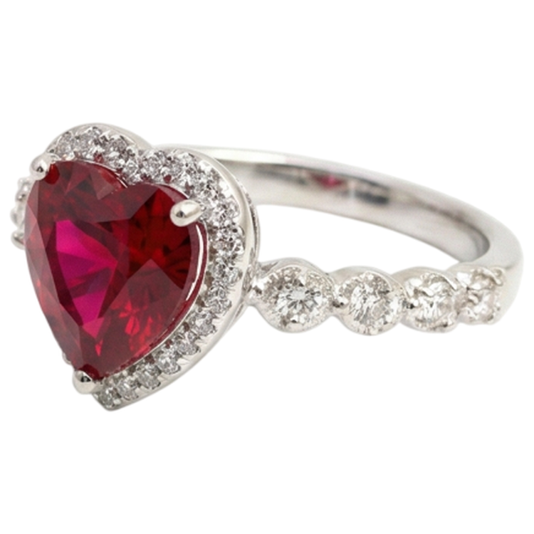 naturel round rubis 5.50carats bague vue de face