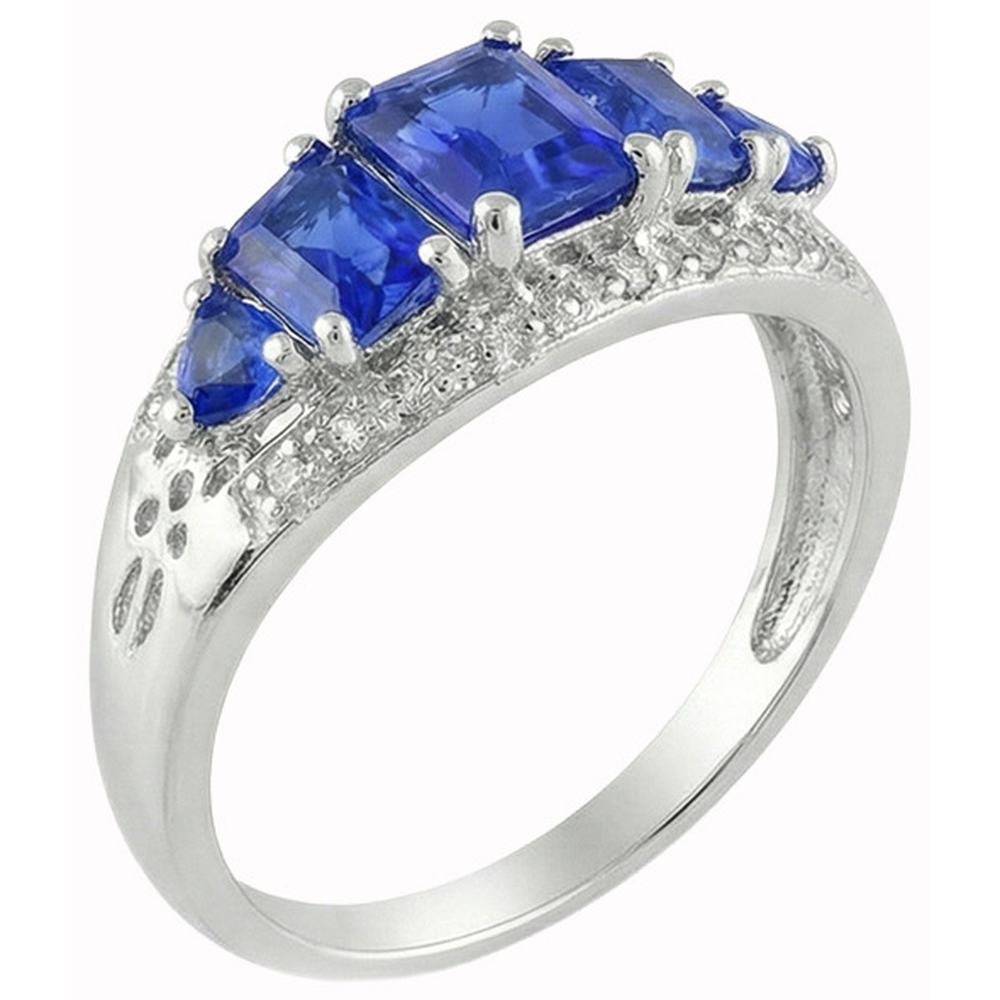 naturel trillion saphir 5.51carats bague vue de dessus