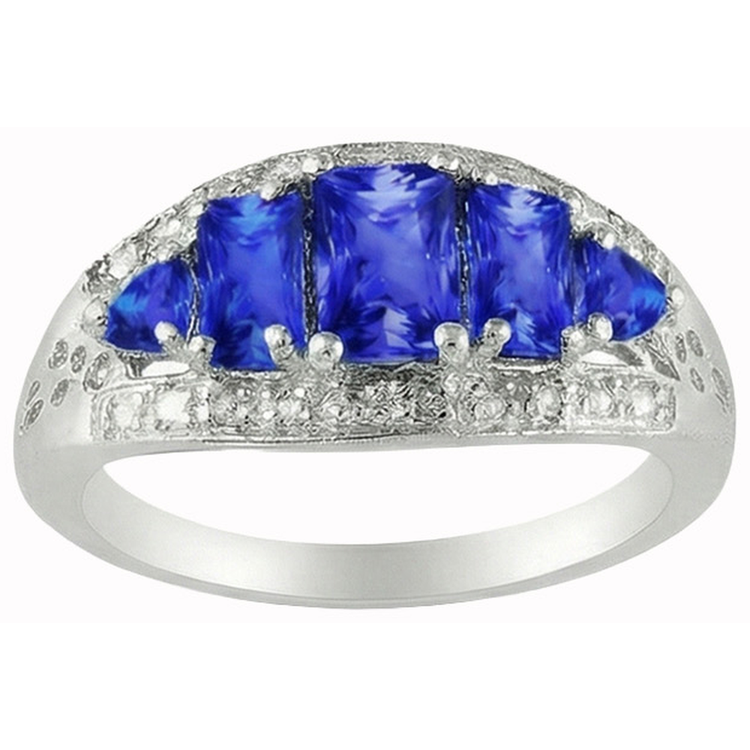 naturel trillion saphir 5.51carats bague angle de côté