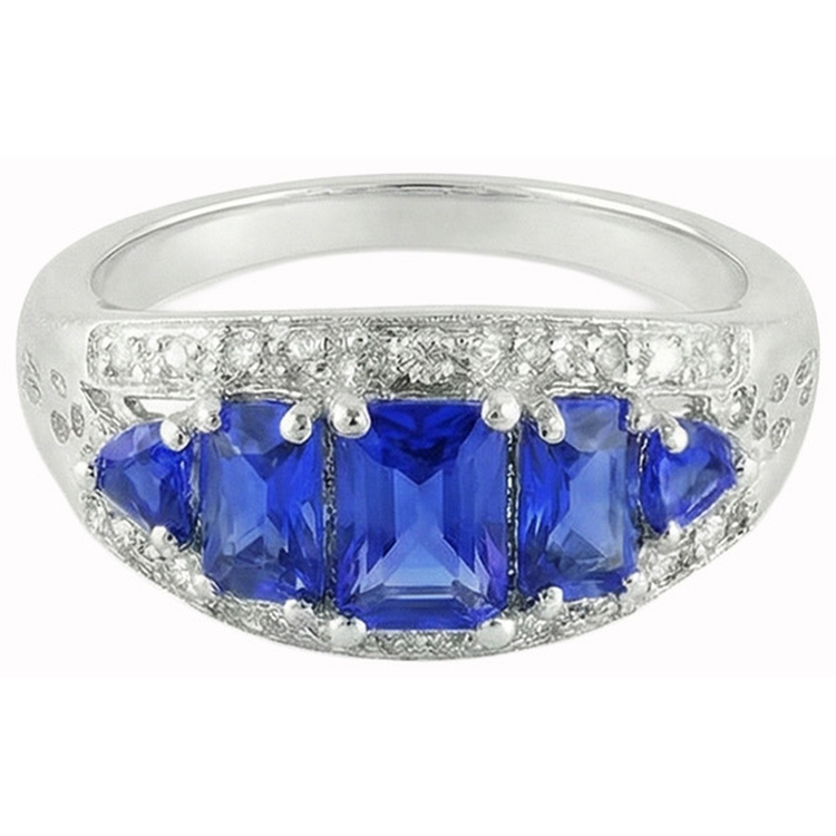 naturel trillion saphir 5.51carats bague détail rapproché