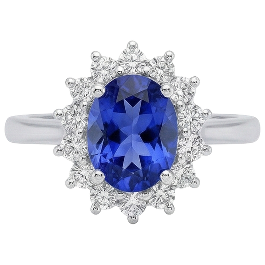 5.60 Ct Bague De Mariage Tanzanite Naturelle Et Diamants Or Blanc 14K
