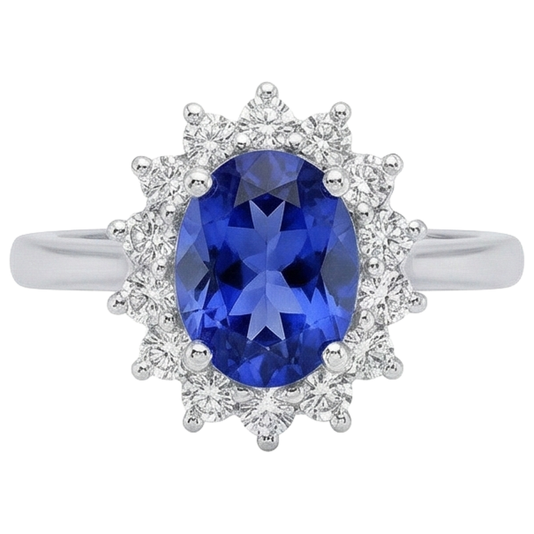 5.60 Ct Bague De Mariage Tanzanite Naturelle Et Diamants Or Blanc 14K