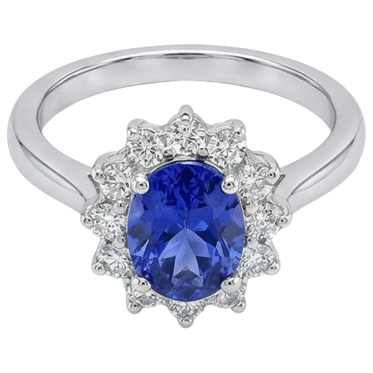 5.60 Ct Bague De Mariage Tanzanite Naturelle Et Diamants Or Blanc 14K