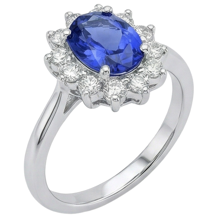5.60 Ct Bague De Mariage Tanzanite Naturelle Et Diamants Or Blanc 14K