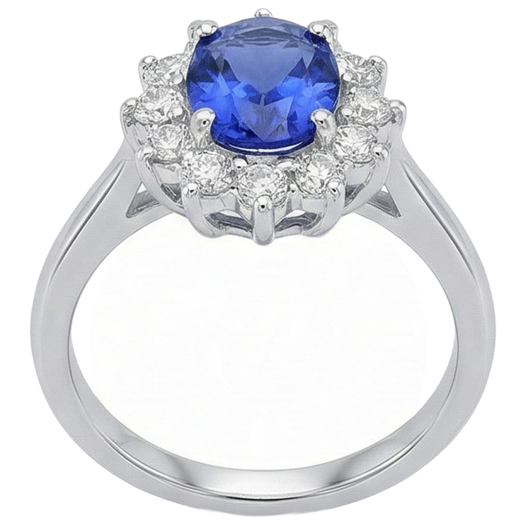 5.60 Ct Bague De Mariage Tanzanite Naturelle Et Diamants Or Blanc 14K