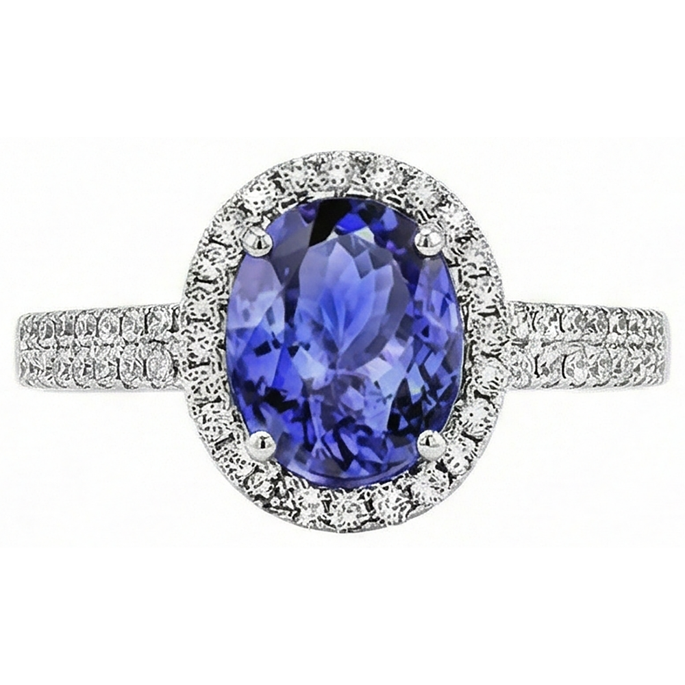 naturel round tanzanite 5.61carats bague angle de côté